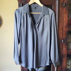 Eileen Fisher Grey Silk Button Down Shirt